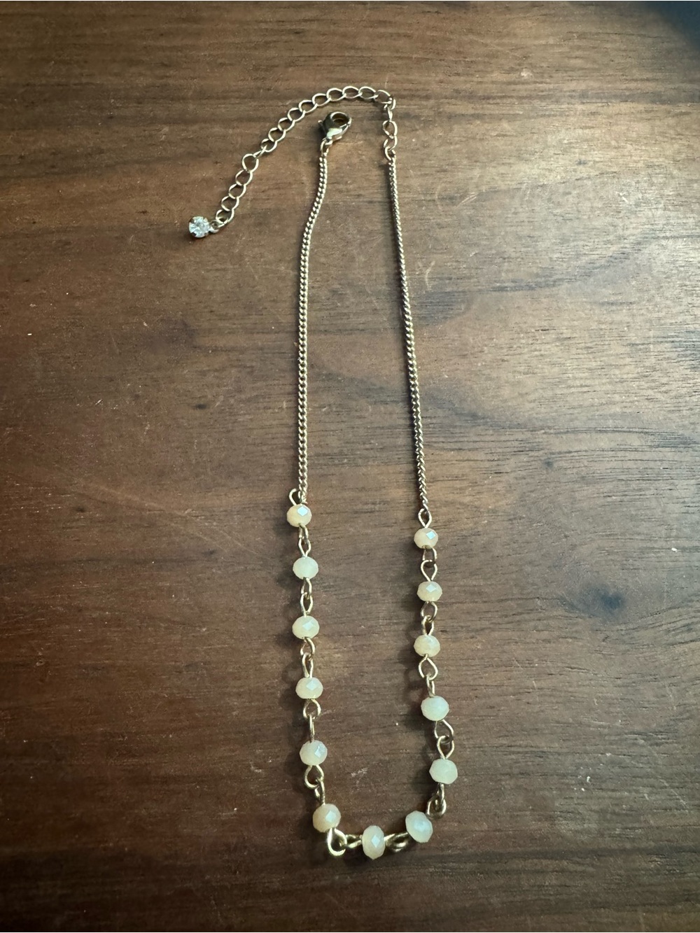 Rosary Loop Goldtoned Faceted Crystal Beaded Necklace